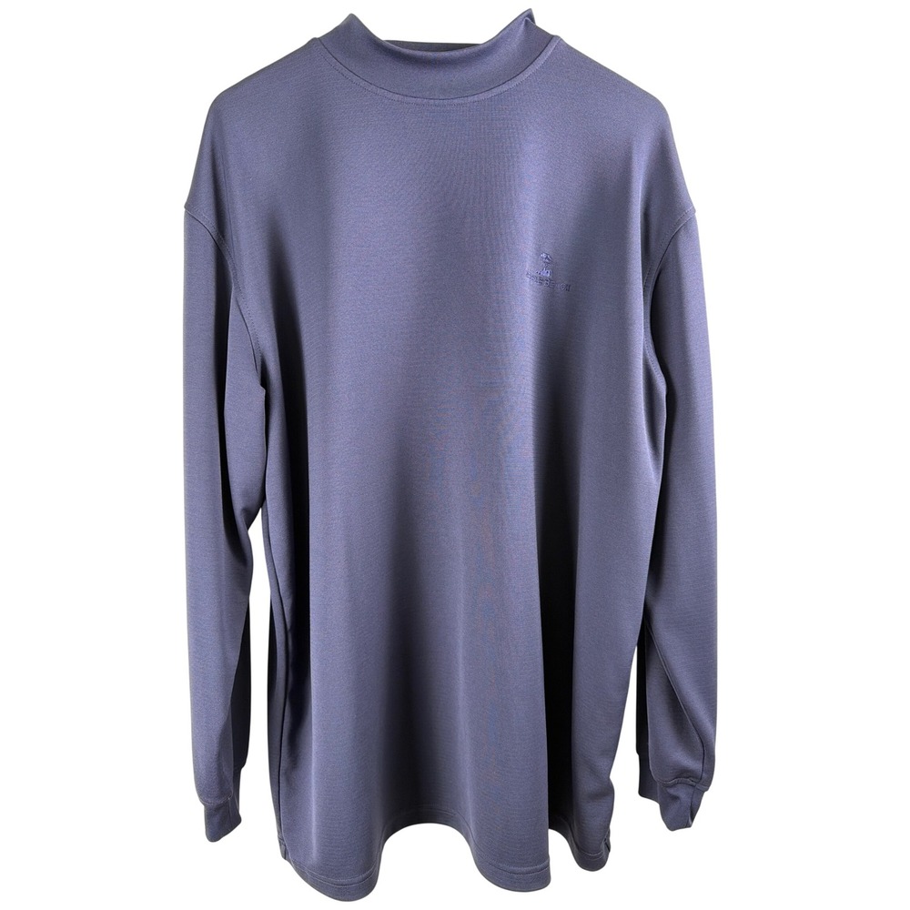 Pebble Beach Dry-Luxe Performance Mock Neck Shirt Mens Large Blue Long Sleeve